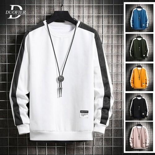 New Men Sweatshirts Solid Patchwork Casual Harajuku Hoodies Mens Long Sleeve Sweatshirt Pullover O-Neck Hip Hop Street Clothing