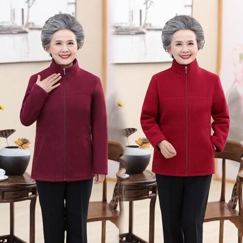 Spring Autumn Women Outdoor Fleece Jacket Sports Camping Warm Winter Jacket Middle-aged Mother Fleece Coat Plus Size