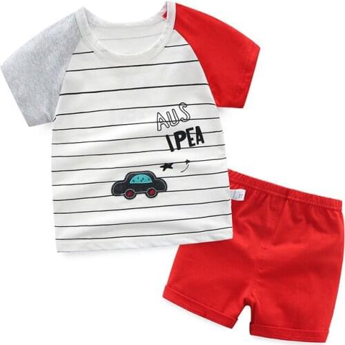 ZWF928 Summer Childrens Set Pure Cotton Baby Short sleeve 2-piece Clothes Boys Clothing Set Baby Toddler Clothing For Boy