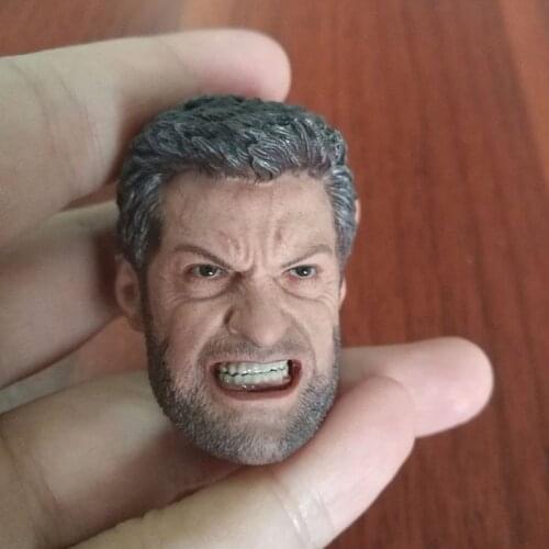 1/6 Hugh Jackman Angry Head Sculpt PVC Male Soldier Head Carving Fit 12'' Action Figure Body