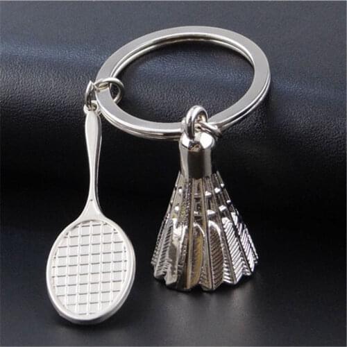 1pc New Gift Cool Key Chains Keychain Keyfob Keyring Chains Creative 3D Model Badminton Bat free shipping