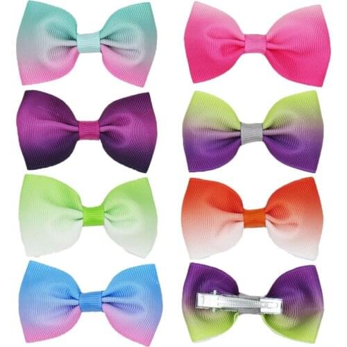 10PCS/LOT Pretty Double Color Barrettes for Children Baby Girls Ribbon Hair Clip Bows Hair Accessories Hairgrip Best Friend Gift