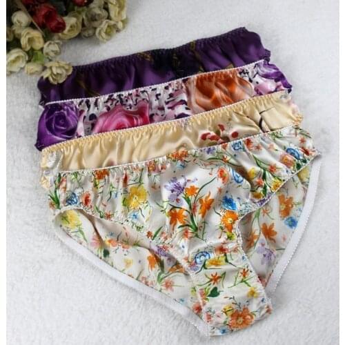 4 PACK 100% Silk Middle Waist Womens Panties Briefs Underwear Lingerie MS007