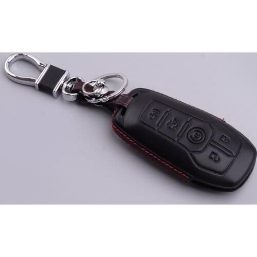 5 Buttons Leather Remote Key Fob Cover Case Bag Fit for Ford Fusion Explorer Mustang Edge F-150 Mondeo Lincoln MKZ MKC MKX 2016