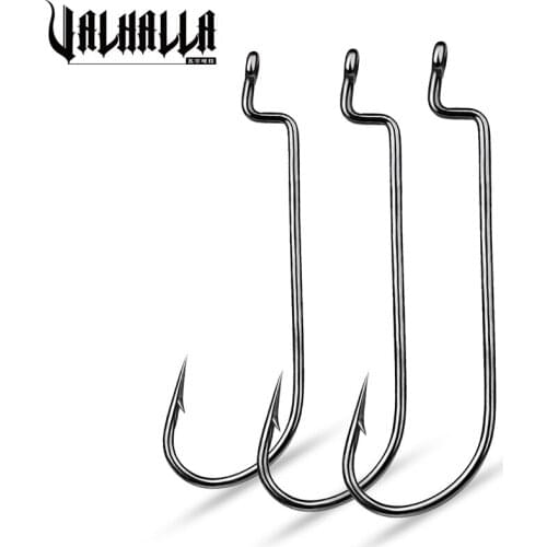 VALHALLA 500pcs Fishing Hooks 6#-5/0# Narrow Crank Bass High Carbon Steel Hooks Single Worm Hooks Sharp Barbed Fishhooks Pesca