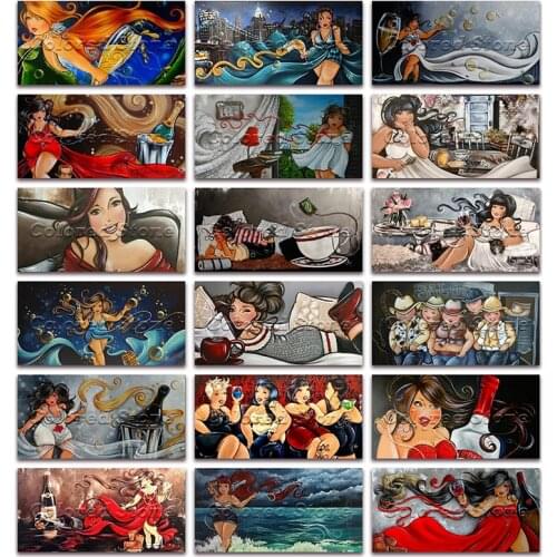 New Diamond painting Fat lady cartoon Woman Girl beautiful beauty 5D Full Square Drill embroidery Cross stitch Round mosaic FW20