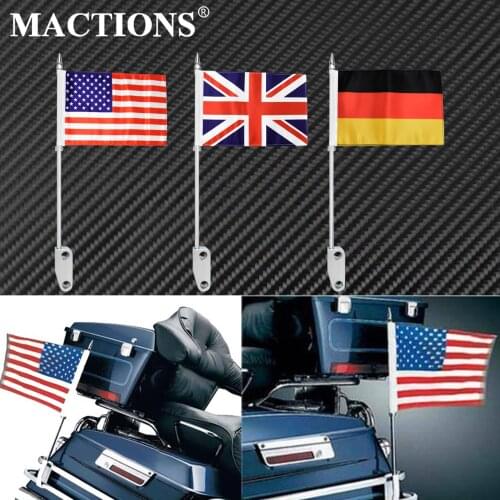 Motorcycle Flag Pole Luggage Rack Rear Side Mount Chrome For Harley Touring Road King Electra Glide Street Glide FLHTC FLHTCU