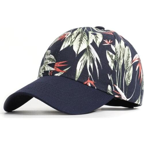 Flower Print Cotton Casquette Baseball Cap Adjustable Snapback Hats for Men and Women 177