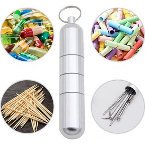 Pocket Pill Case Anti-corrosion Portable Waterproof Aluminum Alloy Pill Holder Keychain for Outdoor Sports Pill Drug Organizer