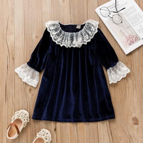 Kids Dresses For Girls Autumn Winter Kids Long Sleeve Dresses Sweet Lace Collar Velor Elegant Princess designer Girl dress