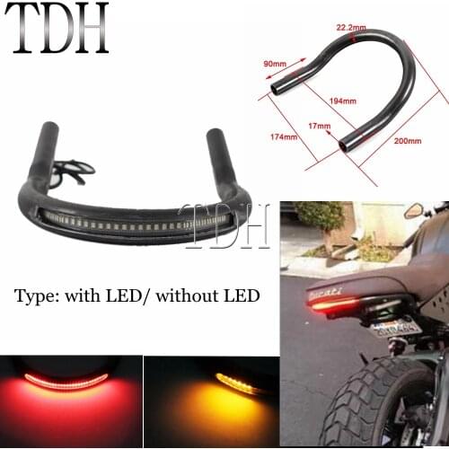 For Cafe Racer 7/8'' 1'' Motorcycle Racer Rear Upswept Seat Loop Frame Hoop Loop with LED Stop Brake Light Turn Singal Taillight