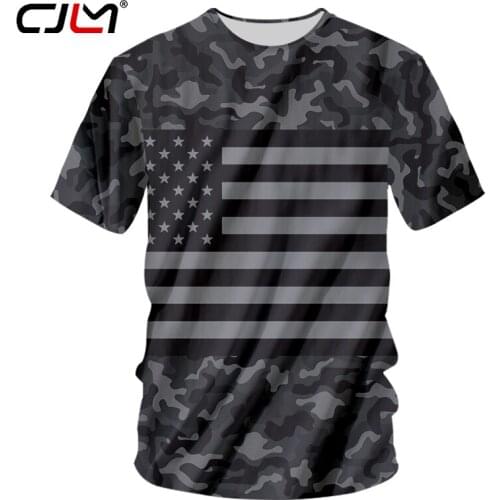 CJLM T-shirts Men Fashion 3d Print Striped Stars America Flag T Shirt Casual O-neck Hip Hop Streetwear Outfits Tee Summer Tops
