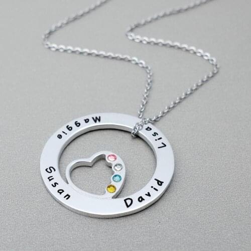 Personalized Names and Birthstones Necklace,Custom Engraved Childs Names Jewelry for Mom Grandma, Mothers Day Gift