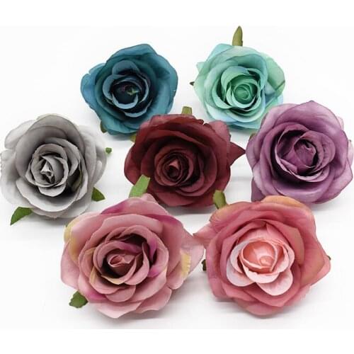 4 pieces Rose Christmas decorations for home Fake flowers Wedding decoration Garland Scrapbooking Candy box Brooch Jewelry Gifts