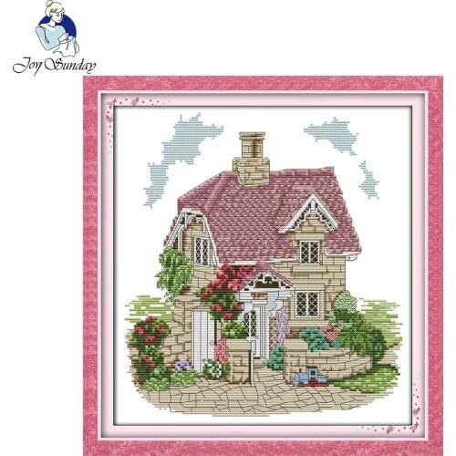 Joy Sunday Exquisite Villa Pattern Scenery Decor Painting Counted Print On Canvas 14CT 11CT Chinese Cross Stitch Needlework Set
