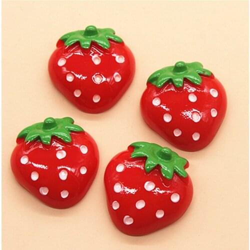 10pcs Kawaii Resin Simulation Strawberry Flatback Cabochon Food Art Supply Decoration Charm Craft DIY,24*25mm