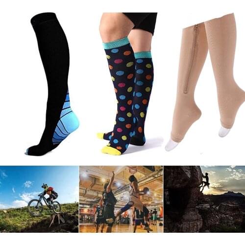 Women&Men Compression Socks Zipper Leg Support Knee Socks Open Toe Thin High Quality Medical Compression Socks For Running