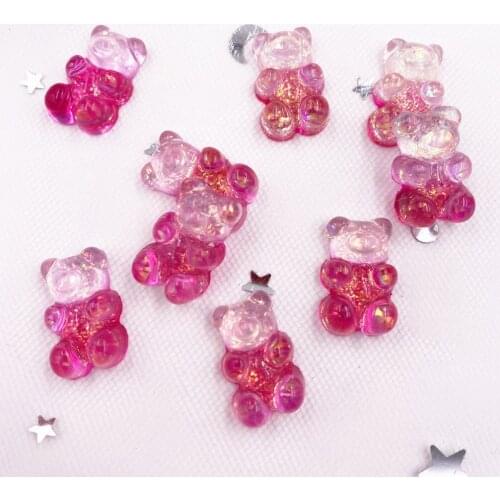 Colorful Glitter Bepowder Resin Kawaii Crystal Little Bear Flatback Rhinestone Scrapbook DIY Christma Home Figurines Craft OH175