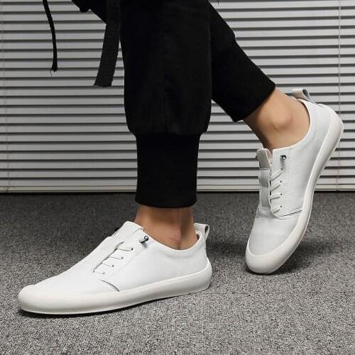 Leather Sneakers Men Shoes Fashion Flats Autumn Spring Shoes for Men Loafers Breathable White Shoes Men Sneakers Casual Trend