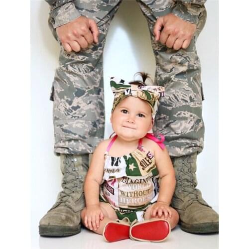 2Pcs Toddler Summer Outfit, Letter Print Lace-Up Halter Neck Backless Romper + Hairband for Baby Girls, 3-24 Months