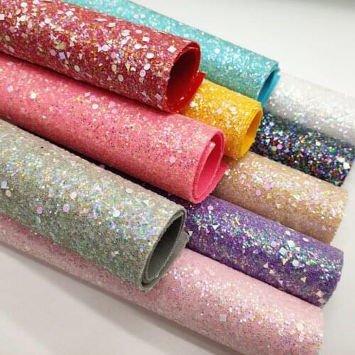 A4 sheet solid color Shiny Chunky Glitter sheet Fabric Leather For Earring Bows 1411