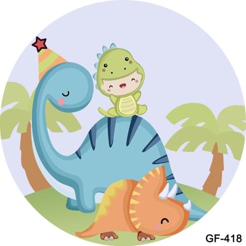 Little dinosaur birthday Round Backdrop Cartoon Party Decoration Baby Shower Newborn Circle Background photo backdrop fabric