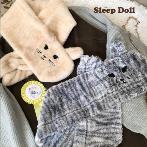 Cute cat soft embroidered scarf sweet lolita kawaii girl princess tea party cos loli soft girl keep warm daily lovely