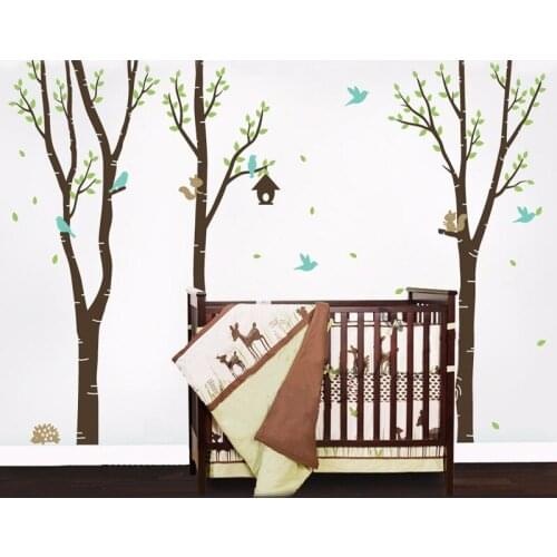 Wall Decals Tree with Birds and Animals Vinyl Kids Wall Sticker Huge Nursery Mural Decoration Wall Stickers for Kids Rooms D637
