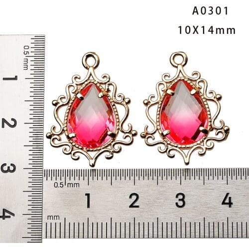 New 4PCS Waterdrop 18k Gold Plated Metal Rhinestone Crystal Charm Pendants Stones for Diy Earrings Necklace Jewelry Makings Gems