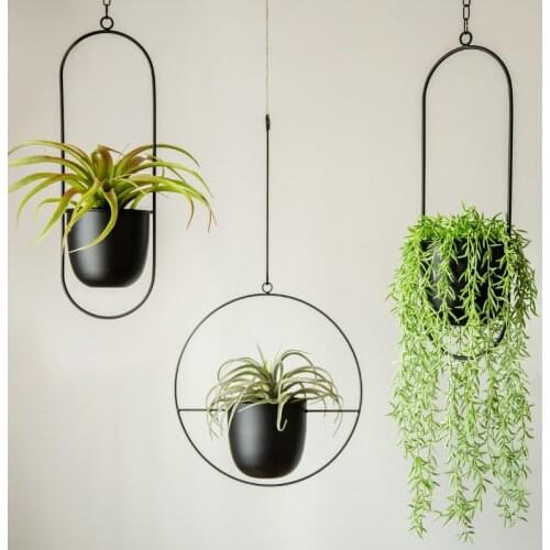 New Metal Chain Hanging Flower Plant Pot Home Balcony Decor Swinging Flower Basket Wall Hanging Iron Pot Succulents Plants Pot
