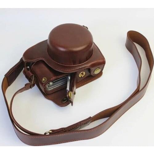 New Luxury PU Leather Video camera case bag for Panasonic Lumix GF7 GF8 GF9 GF-9 GF10 12-32mm With Strap Open battery 3 Color