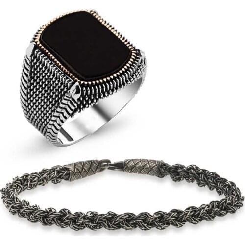 Original silver , Ring & Kazaziye Bracelet Male Jewelry Combine ,Most Special Jewelry Sets Suitable and Quality Products