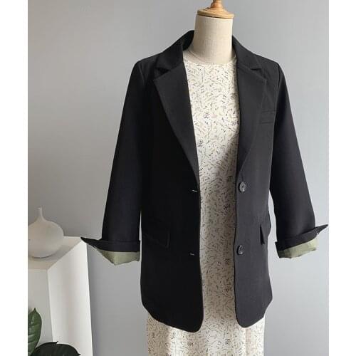 Casual Ladies Vintage Blzaers Coat Casaco Feminino Tops for Women Women Autumn Coat Turn Down Collar Blue Blazer Feminino