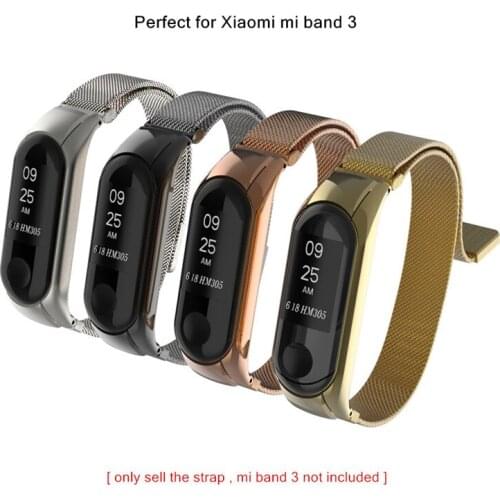 Milanese Strap for Xiaomi Mi Band 3 Magnetic Metal Mesh Steel Wrist Band for Mi Band 3 Smart Watch Bracelet Straps Miband 3
