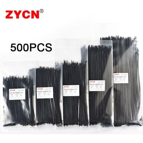 Self-Locking Nylon Cable Ties Set Width 1.9 x60/80/100/120/150mm AssortedBlack Plastic Zip Loop Wire Wrap 2.5*250 4.5*300 500pcs