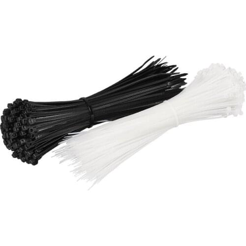 Self-locking plastic nylon tie100 PCS black/white 4X150 cable tie fastening ring 4X300 cable tie zip wraps strap cable tie set