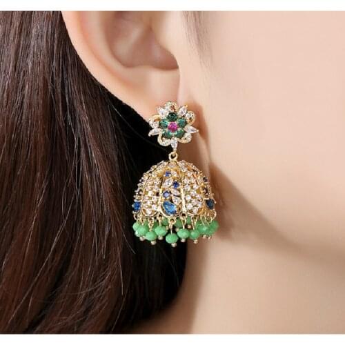 New Style Earrings Color Copper Gold-plated Inlaid AAA Zircon Earrings Retro Palace Ladies Banquet Earrings Creative Earrings