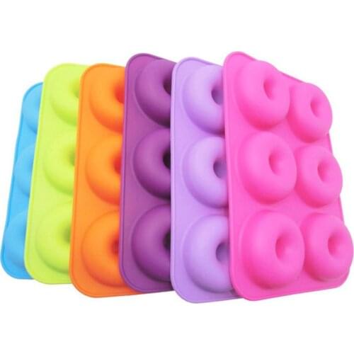 6 Colors Silicone Donut Mold Silicone Cake Mold Making Cake Snacks Non-toxic Round Orange Rose red Dark purple
