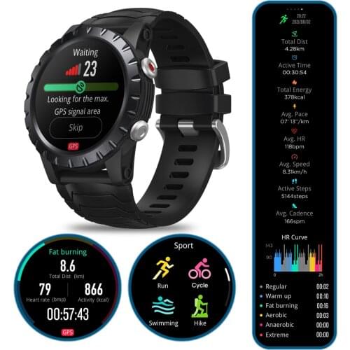 Zeblaze Stratos GPS Watch Built-in 4-Satellite/3-Modes GPS Heart/SpO2/VO2max/Stress Exercise Tracking GPS Smartwatch Men Women