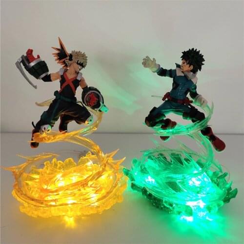 Boku No Hero Academia Lampara Bakugou Katsuki VS Midoriya Izuku Led Night Light My Hero Academia DIY Battle Scene Table Lamp