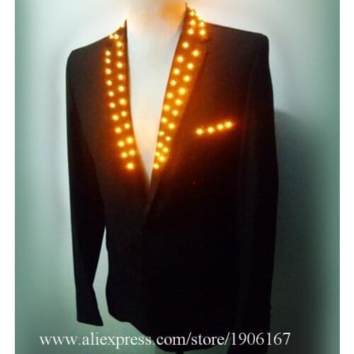 Led Luminous Dance Suit Clothing Nightclub Bar Birthday Party Led Lighting Jacket Dance Wears Led Light Up Party Evening C