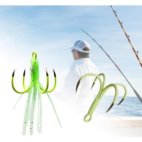 Impact Resistance 2Pcs/Set Luminous 4 Hooks Sharp Octopus Shape Artificial Fishing Lures Fishing Accessories for Fishing Lover