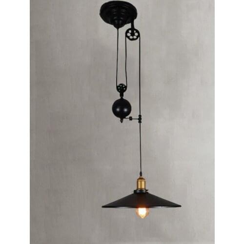 Loft lifting chandelier iron vintage Retro Pendant Lamps indoor lighting For restaurant cage lamp headlight