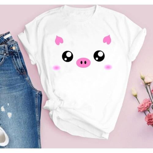 Women Print 90s Cute Animal Short Sleeve Cartoon Casual Summer Lady Tops T-Shirt Shirt Womens Clothing Tees Female T Shirt
