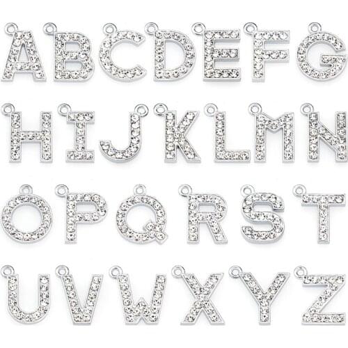 1pc 21mm Clear Full Rhinestone Hang English Letters Pendants Dangle Letters A-Z Jewelry Making