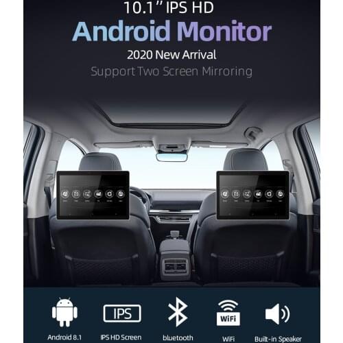 10.1 inch Android Car Headrest Monitor RAM 2GB 1080P video IPS Touch Screen 4G WIFI/Bluetooth/USB/SD/FM MP5 Video Player with DC