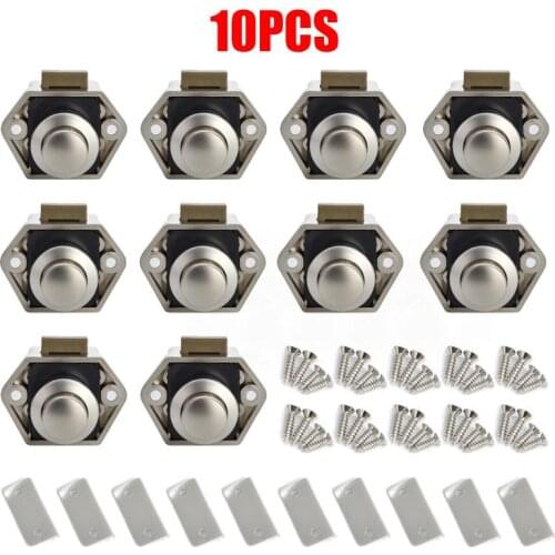10pcs Diameter 20mm Camper Car Push Lock Camping Car RV Caravan Boat Cabinet Drawer Latch Button Locks For Furniture Hardware