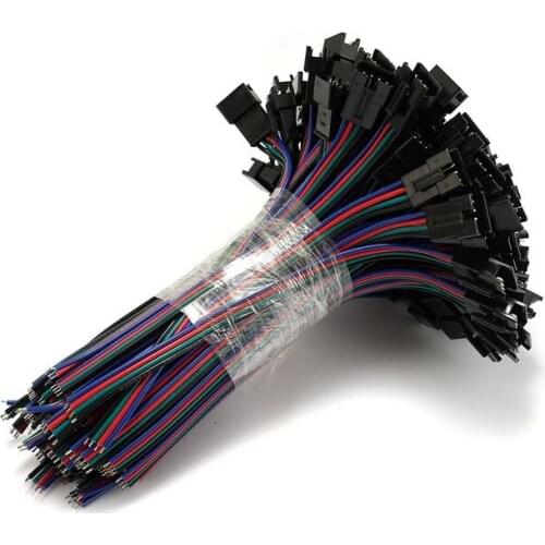 1000pairs 22AWG 0.30mm 4 Pin SM JST Connector Cable JST Connector 4pin Wires For WS2811 WS2812 LED Strip Pixel Driver