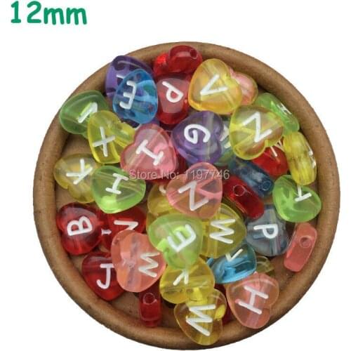 1315pcs fashion Assorted Transparent Acrylic Alphabet Letter Heart Beads 12X12mm jewelry pendant sewing applique DIY craft