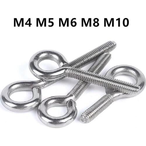 2/5/10PCS M4 M5 M6 M8 M10x12/15/16/20/25/30/40/50/60mm 304 Stainless Steel Sheep Eye screw Bolt Ring Hook/ Hanging Ring Screw